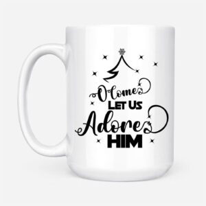 O come let us adore Him, Christmas tree Christian mug 3