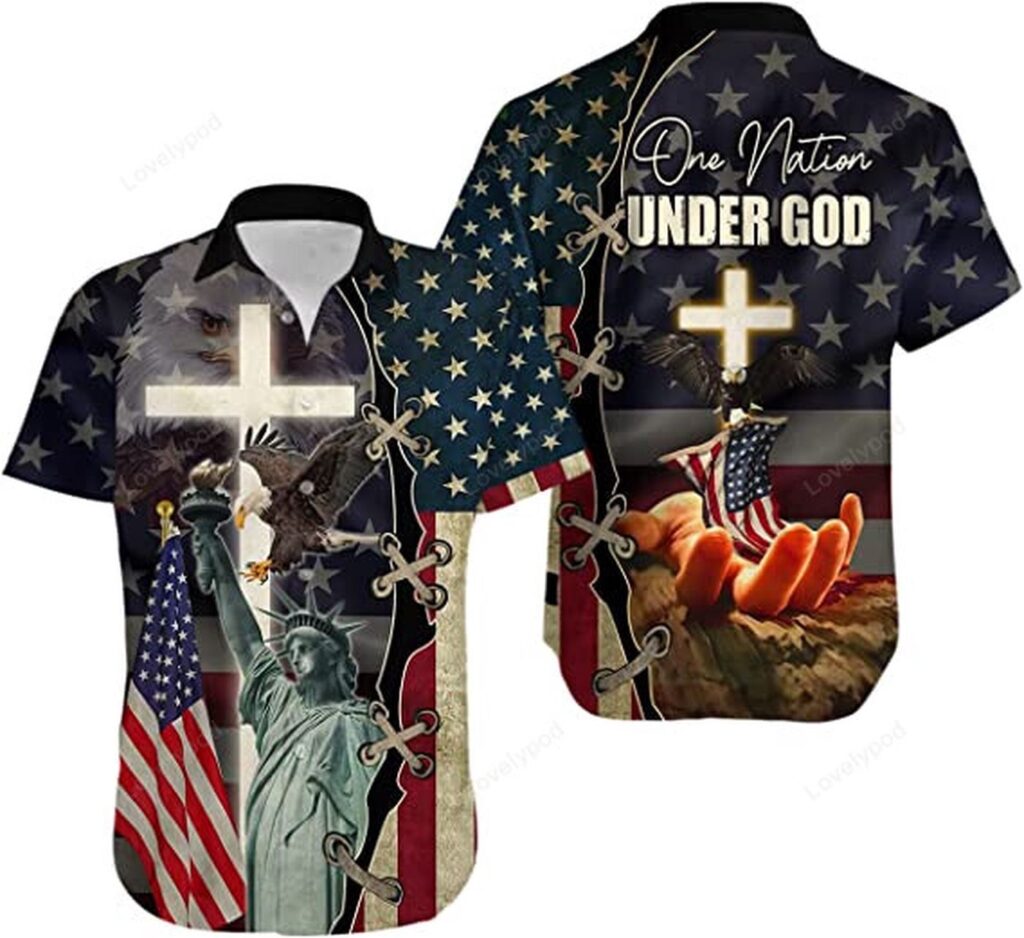 One Nation Under God American Eagle Shirts for Men- Patriotic Jesus Flag 1776 Button Up Short Sleeve Men’s Hawaiian One Nation Under God American Eagle Shirts for Men- Patriotic Jesus Flag 1776 Button Up Short Sleeve Men’s Hawaiian