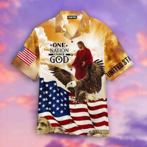 One Nation Under God Jesus US Flag Aloha Hawaiian Shirts For Men And Women   - Gift Men Women Days