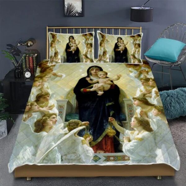 Our Lady Virgin Gift And Baby Jesus Quilt Bedding Set Gift