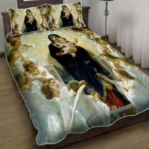 Our Lady Virgin Gift And Baby Jesus Quilt Bedding Set Gift