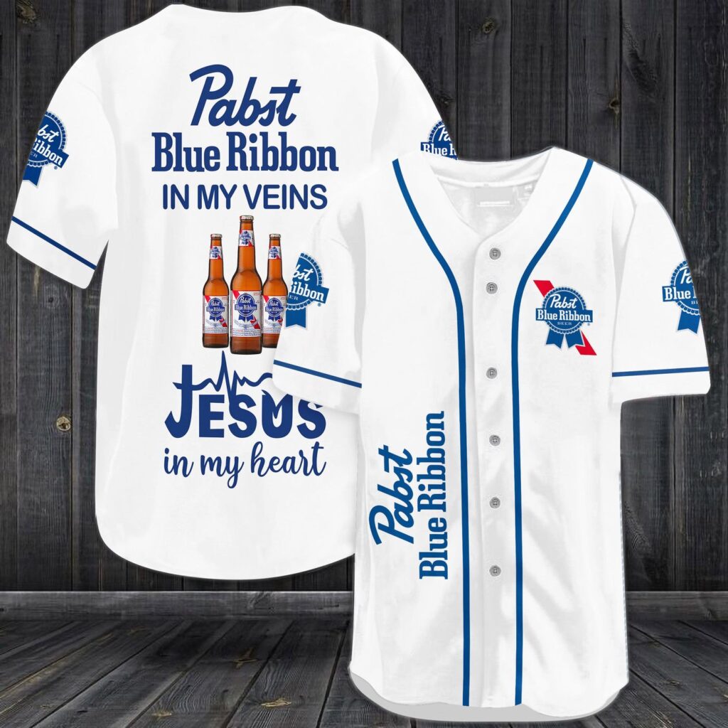 Pabst Blue Ribbon In My Veins Jesus In My Heart Baseball Jersey – Gift Men Women Pabst Blue Ribbon In My Veins Jesus In My Heart Baseball Jersey – Gift Men Women