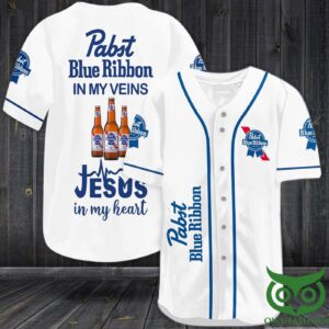 Pabst blue ribbon in my veins Jesus in my heart Baseball Jersey Shirt - Gift Men Women
