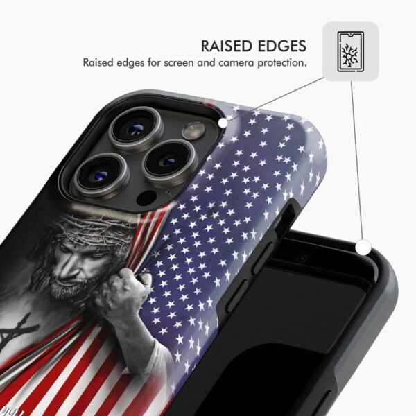 Patriotic Christian Phone Cases: Faith Over Fear Jesus Christ American Flag Phone Case