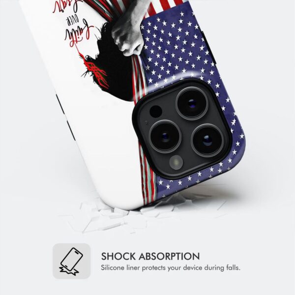 Patriotic Christian phone cases: Faith over fear Jesus face American flag phone case