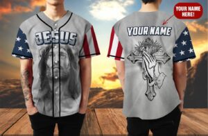 Personalized Custom Name Independence Day Jesus bless Baseball Tee Jersey Shirt Printed 3D - Gift Men Women