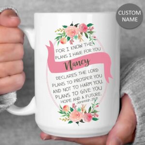 Personalized, For I Know the Plans I Have for You Christian Mug With Custom Name 1