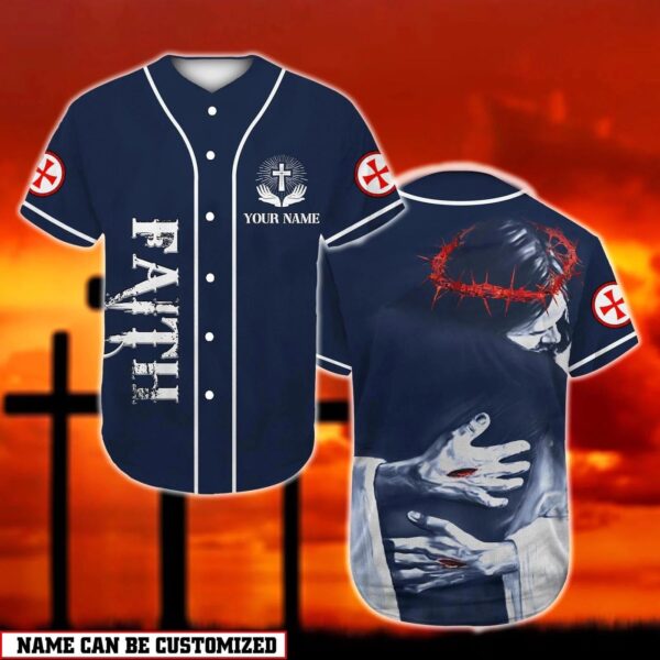 Custom Jesus Baseball Jersey – Faith Gift for Christians – Personalized Christ Hugs Shirt – Men & Women