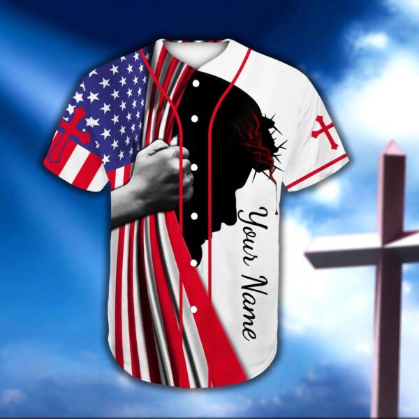 Customized Jesus Baseball Jersey – Cross & American Flag – Gift for Christians – Jesus Is My Everything