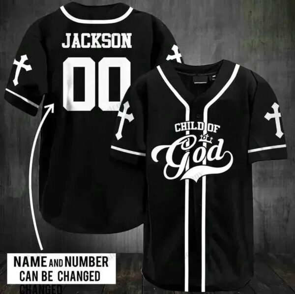Personalized Jesus Baseball Jersey – Cross Gift for Christians – 3D Custom Printed Shirt for Men and Women