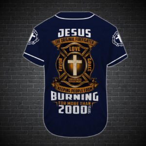 Custom Jesus Baseball Jersey – Cross Design Perfect Gift for Christians & Firefighters 1