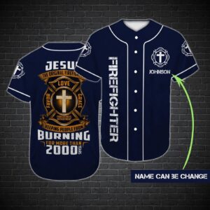 Custom Jesus Baseball Jersey – Cross Design Perfect Gift for Christians & Firefighters