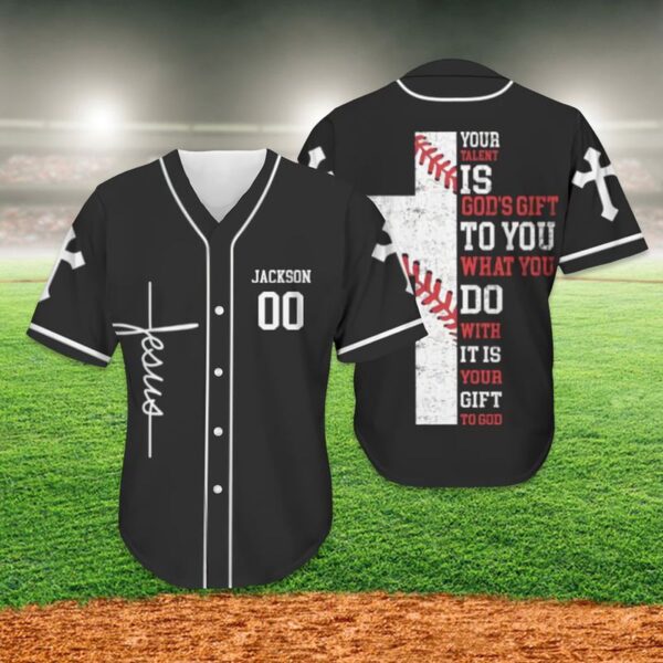 Custom Personalized Jesus Baseball Jersey – Cross Design – Gift for Christians – Your Talent is God s Gift