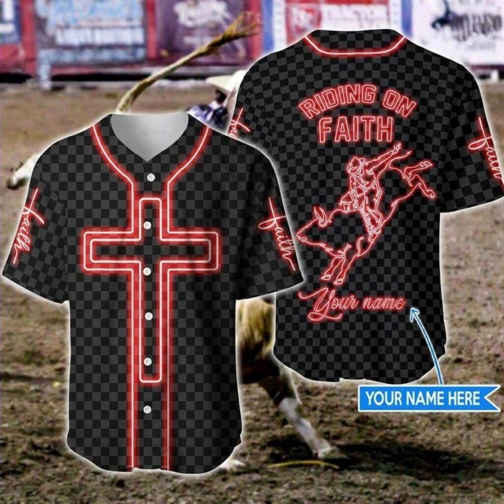 Custom Jesus Baseball Jersey – Faithful Bull Riding Gift for Christians – Men & Women Custom Jesus Baseball Jersey – Faithful Bull Riding Gift for Christians – Men & Women