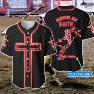Custom Jesus Baseball Jersey - Faithful Bull Riding Gift for Christians - Men & Women