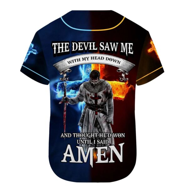 Custom Printed Jesus Baseball Jersey – Cross Flame Design – Perfect Gift for Christians – Amen 3D Baseball Shirt