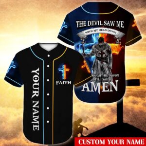 Custom Printed Jesus Baseball Jersey - Cross Flame Design - Perfect Gift for Christians - Amen 3D Baseball Shirt