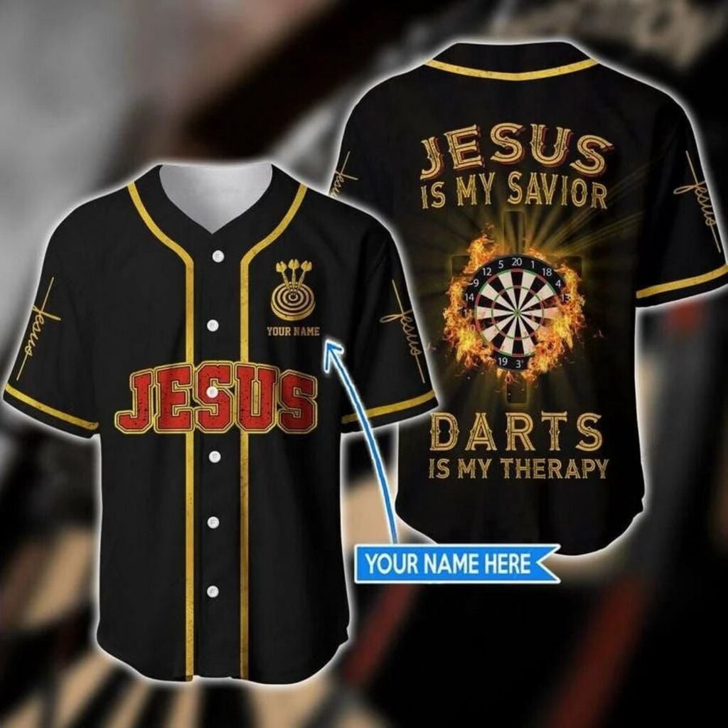 Customized Jesus Baseball Jersey – Cross Flame Dart Design – Perfect Gift for Christians – Jesus Dart Therapy Shirt – Unisex Customized Jesus Baseball Jersey – Cross Flame Dart Design – Perfect Gift for Christians – Jesus Dart Therapy Shirt – Unisex