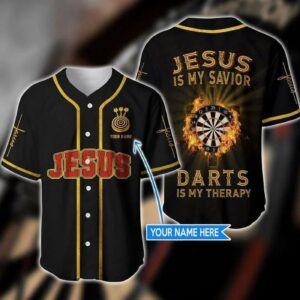 Customized Jesus Baseball Jersey - Cross Flame Dart Design - Perfect Gift for Christians - Jesus Dart Therapy Shirt - Unisex