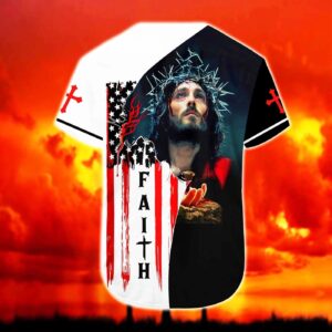 Believe & Have Faith Personalized Jesus Baseball Jersey - Cross God American Flag - Perfect Gift for Christians 1