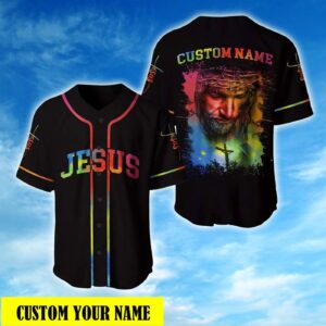 Colorful Custom Jesus Baseball Jersey - Cross & God Design - Ideal Gift for Christians - 3D Shirt for Men & Women