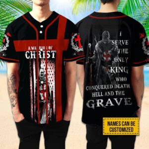 Custom Jesus Baseball Jersey Cross & Knight Templar Design - Perfect Christian Gift for Men & Women