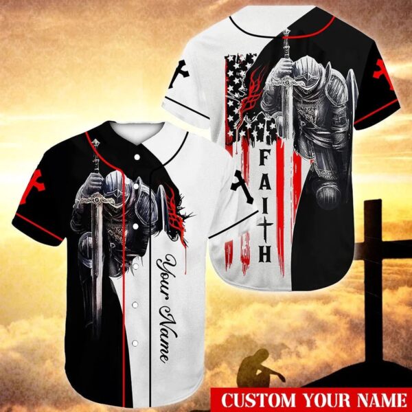 Custom Jesus Baseball Jersey Cross & Knight Templar Gift for Christians – Believe Have Faith Personalized Baseball Jersey for Men & Women