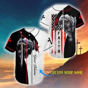 Custom Jesus Baseball Jersey Cross & Knight Templar Gift for Christians – Believe Have Faith Personalized Baseball Jersey for Men & Women