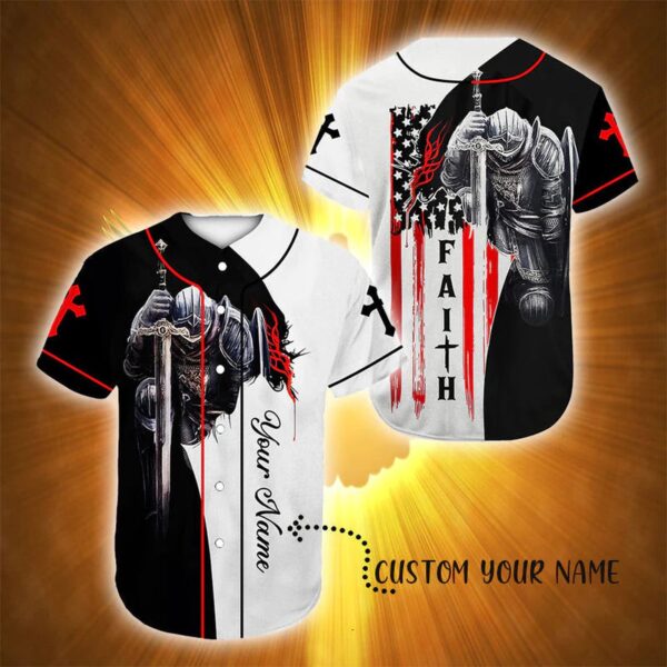 Custom Jesus Baseball Jersey Cross & Knight Templar Gift for Christians – Believe Have Faith Personalized Baseball Jersey for Men & Women