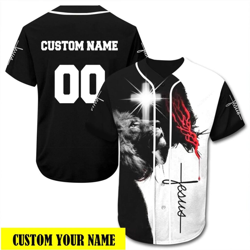 Custom 3D Jesus Baseball Jersey – Cross & Lion Design – Ideal Gift for Christians Shirt Custom 3D Jesus Baseball Jersey – Cross & Lion Design – Ideal Gift for Christians Shirt