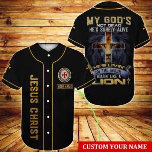 Custom Jesus Baseball Jersey - Cross & Lion Design - Perfect Gift for Christians