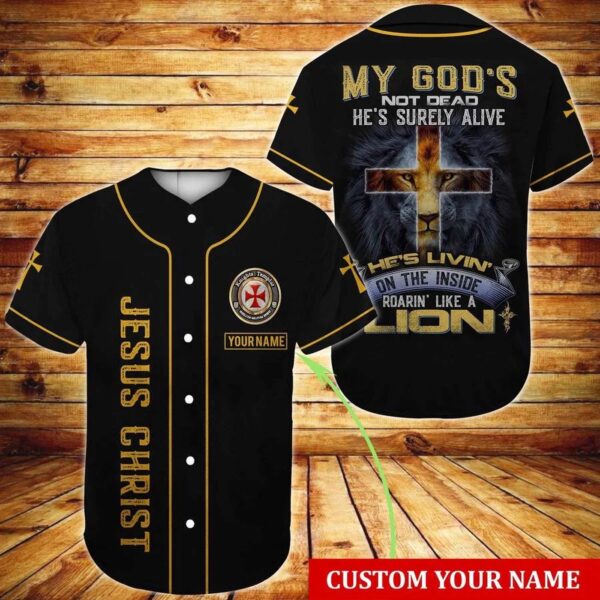 Custom Jesus Baseball Jersey – Cross & Lion Design – Perfect Gift for Christians