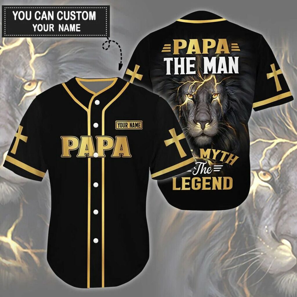 Custom Jesus Baseball Jersey – Cross & Lion Design for Christians – Perfect Gift for Papa Men & Women Custom Jesus Baseball Jersey – Cross & Lion Design for Christians – Perfect Gift for Papa Men & Women