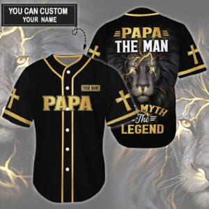 Custom Jesus Baseball Jersey - Cross & Lion Design for Christians - Perfect Gift for Papa Men & Women
