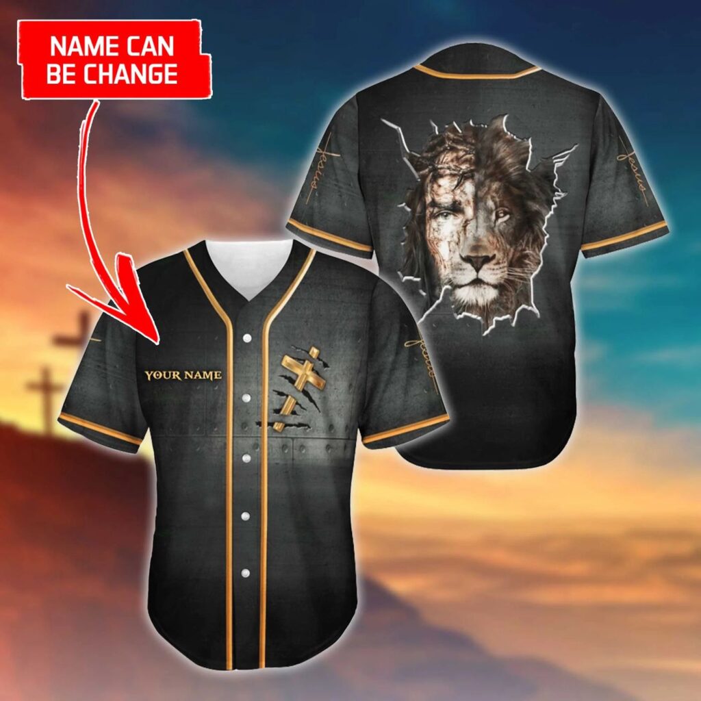 Custom Cross & Lion Jesus Baseball Jersey – Perfect Gift for Christians – The Cross In My Heart – Men & Women Custom Cross & Lion Jesus Baseball Jersey – Perfect Gift for Christians – The Cross In My Heart – Men & Women