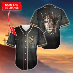 Custom Cross & Lion Jesus Baseball Jersey - Perfect Gift for Christians - The Cross In My Heart - Men & Women