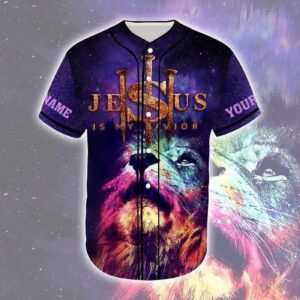 Jesus Lion Colorful Baseball Jersey Personalized Gift for Christians - Savior Custom Jersey for Men & Women