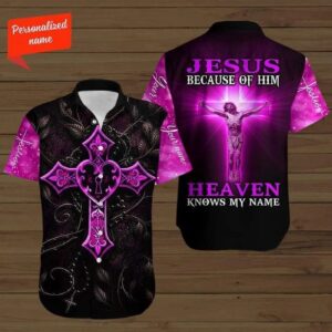 Personalized Pink Cross Jesus Baseball Jersey - Gift For Christians - Because Of Him Custom Baseball Jersey