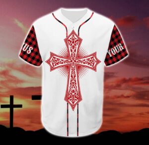 Custom Jesus Baseball Jersey Red Cross Gift for Christians - I Believe in Jesus Perfect for Men & Women 1