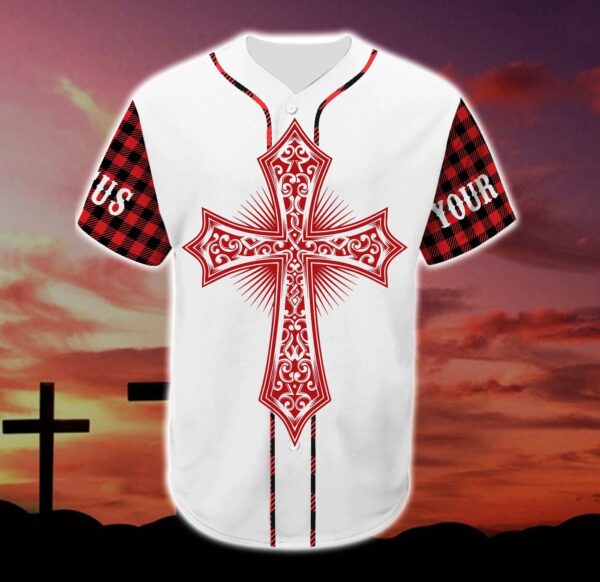 Custom Jesus Baseball Jersey Red Cross Gift for Christians – I Believe in Jesus Perfect for Men & Women