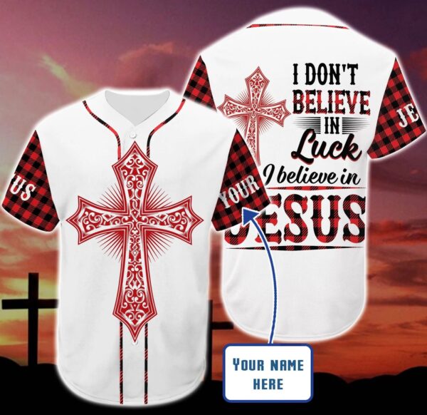 Custom Jesus Baseball Jersey Red Cross Gift for Christians – I Believe in Jesus Perfect for Men & Women