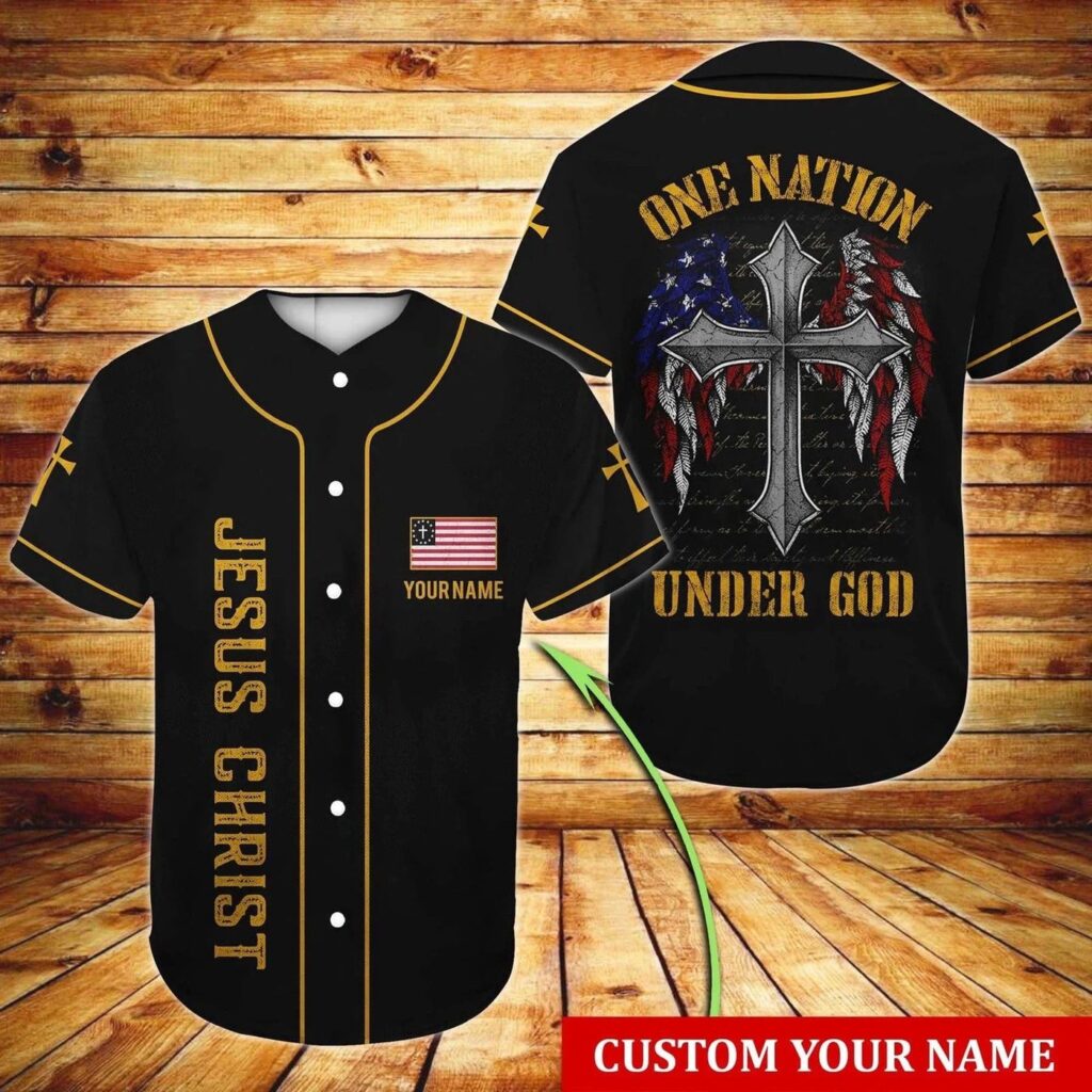 Personalized Jesus Baseball Jersey – Wings American Flag Cross – Gift For Christians Personalized Jesus Baseball Jersey – Wings American Flag Cross – Gift For Christians