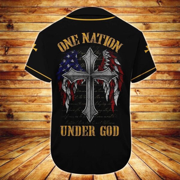 Personalized Jesus Baseball Jersey – Wings American Flag Cross – Gift For Christians