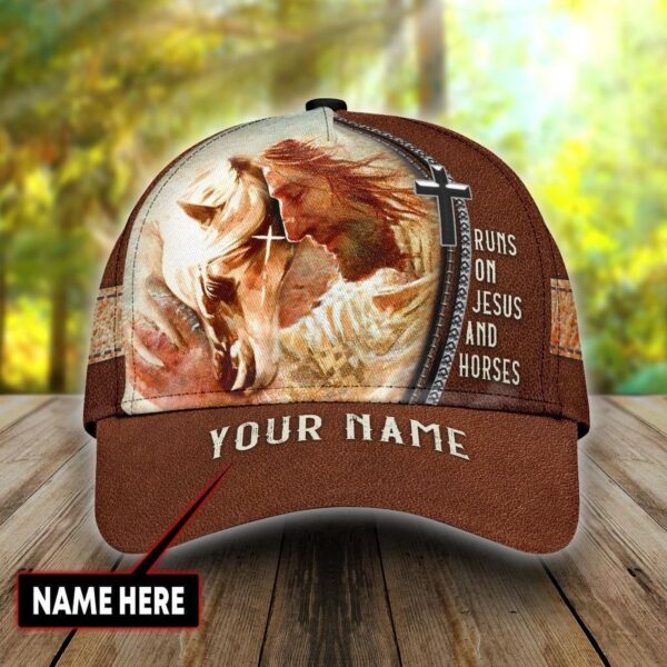 Personalized Name Rodeo Classic Cap Runs On Jesus And Horses Ver 2