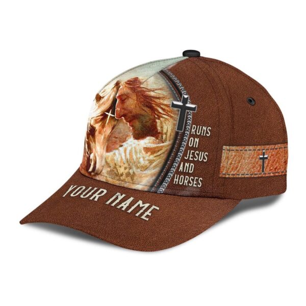 Personalized Name Rodeo Classic Cap Runs On Jesus And Horses Ver 2