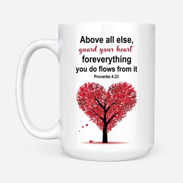 Proverbs 4:23 Above all else guard your heart Christian coffee mug