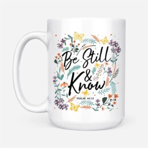 Psalm 46:10 Be Still And Know, Wildflowers Butterflies, Christian Coffee Mug 3