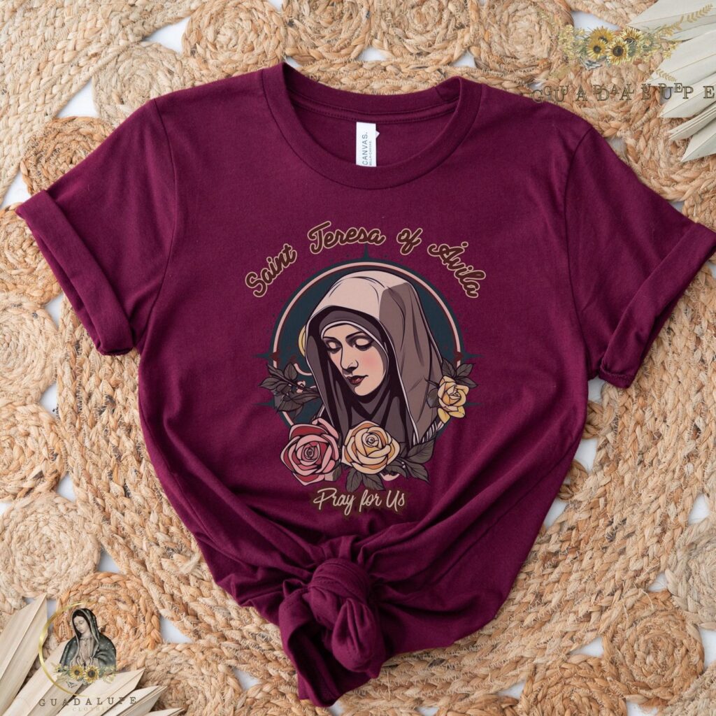 Retro Boho Saint Teresa of Ávila T-Shirt – Religious Gift Holy Art Clothing Retro Boho Saint Teresa of Ávila T-Shirt – Religious Gift Holy Art Clothing