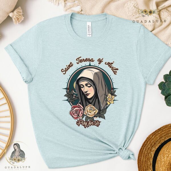 Retro Saint Teresa of Ávila T-Shirt: Holy Art Gift Church Clothing All Saints Apparel