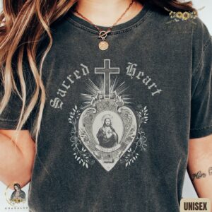 Vintage Sacred Heart of Jesus T-Shirt: Unique Catholic Christian Clothing Comfort Colors Boho Style